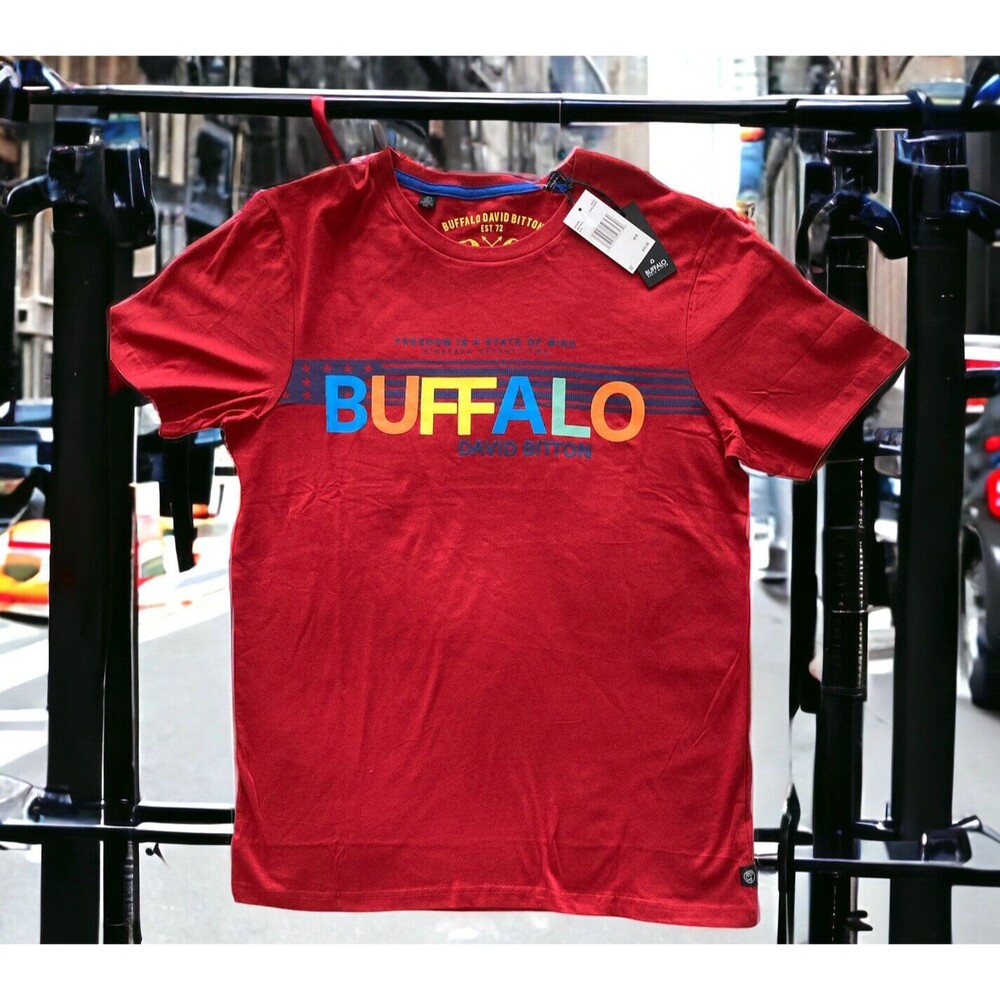 Buffalo David Bitton Men's Medium T-shirt Red Multi-Colored Logo - Picture 1 of 1